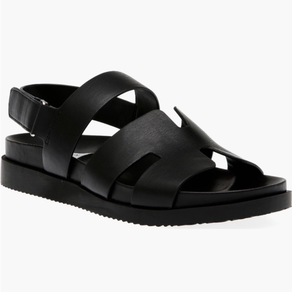 NEW Steven By Steve Madden Faun Sandals in black Velcro closure Hermes-like